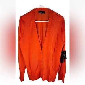 Jones New York women's orange XL Long Sleeve Cardigan Sweater Button Front